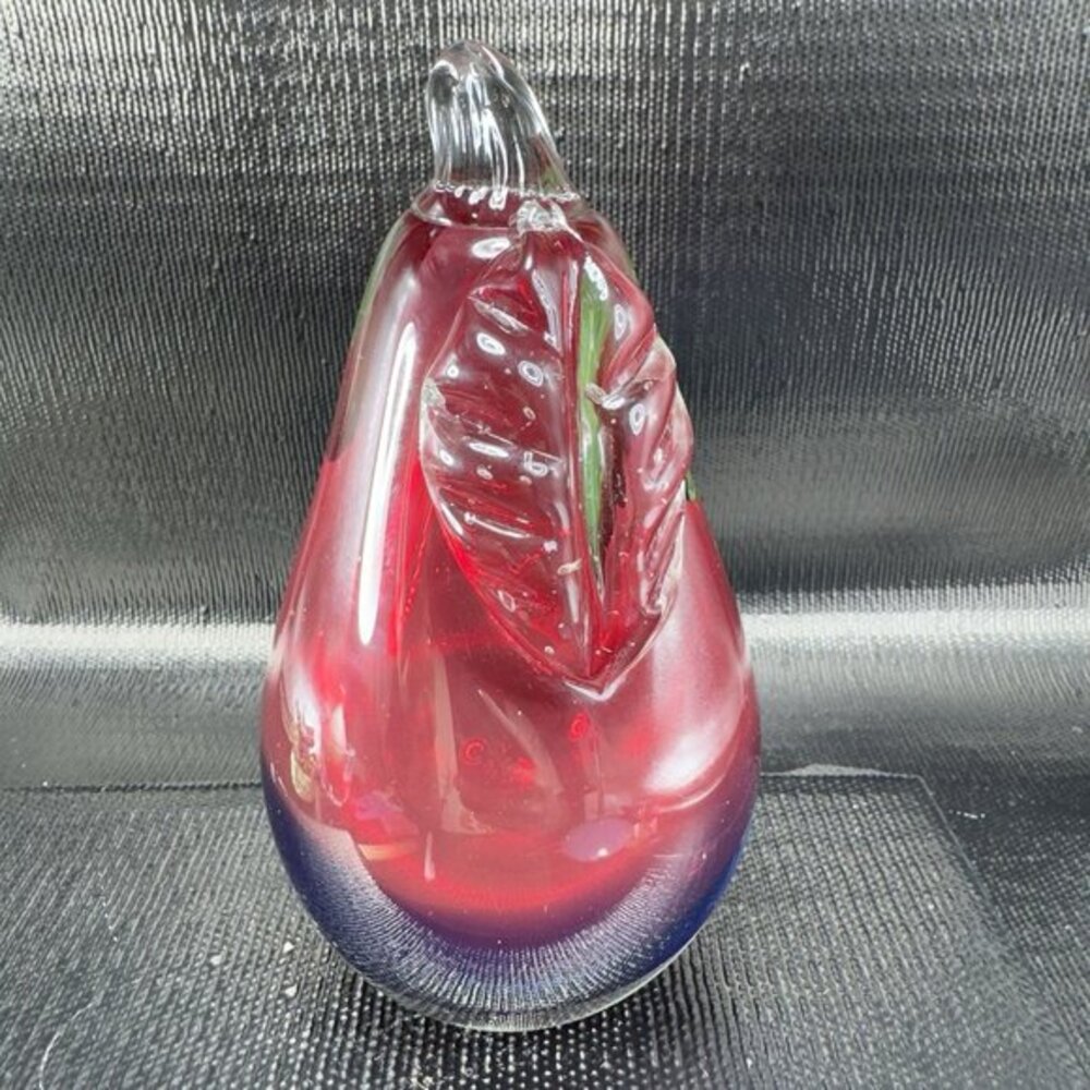 Thick Heavy Hand Blown Venetian‎ Art Glass Fruit Pear Paperweight Italian Glass